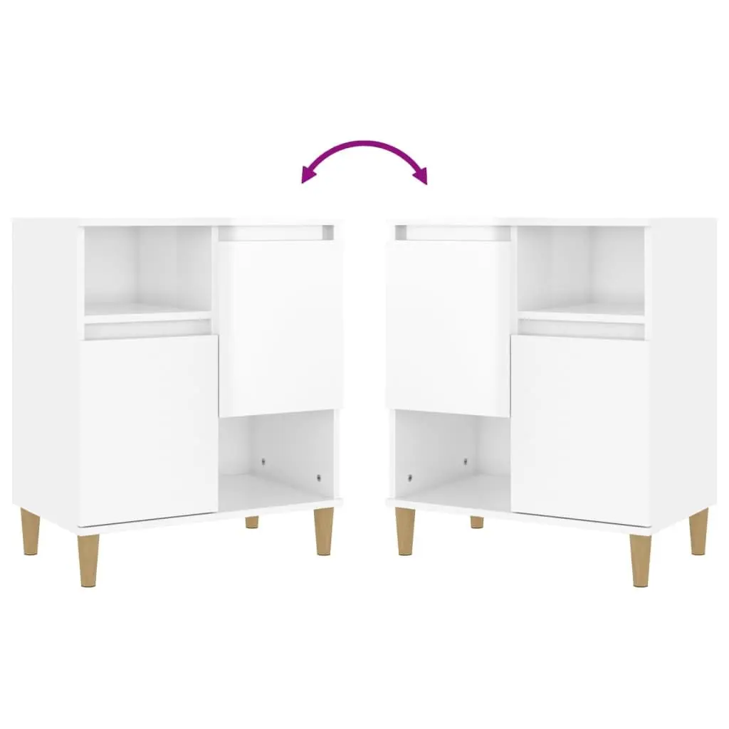 Sideboard Cabinet 2 pcs High Gloss White Storage Cupboard 4 Compartments 2 Doors