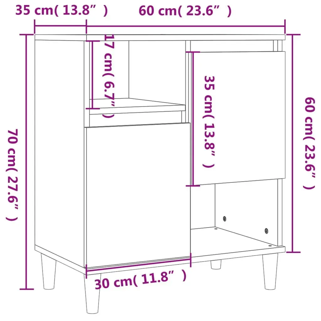 Sideboard Cabinet 2 pcs High Gloss White Storage Cupboard 4 Compartments 2 Doors