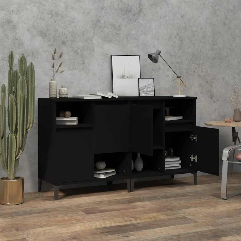 Black Sideboard Cabinets 60W x 35D x 70H cm, 2 pcs