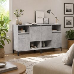 Grey Engineered Wood Sideboard Cabinet Specifications 60x35x70 cm