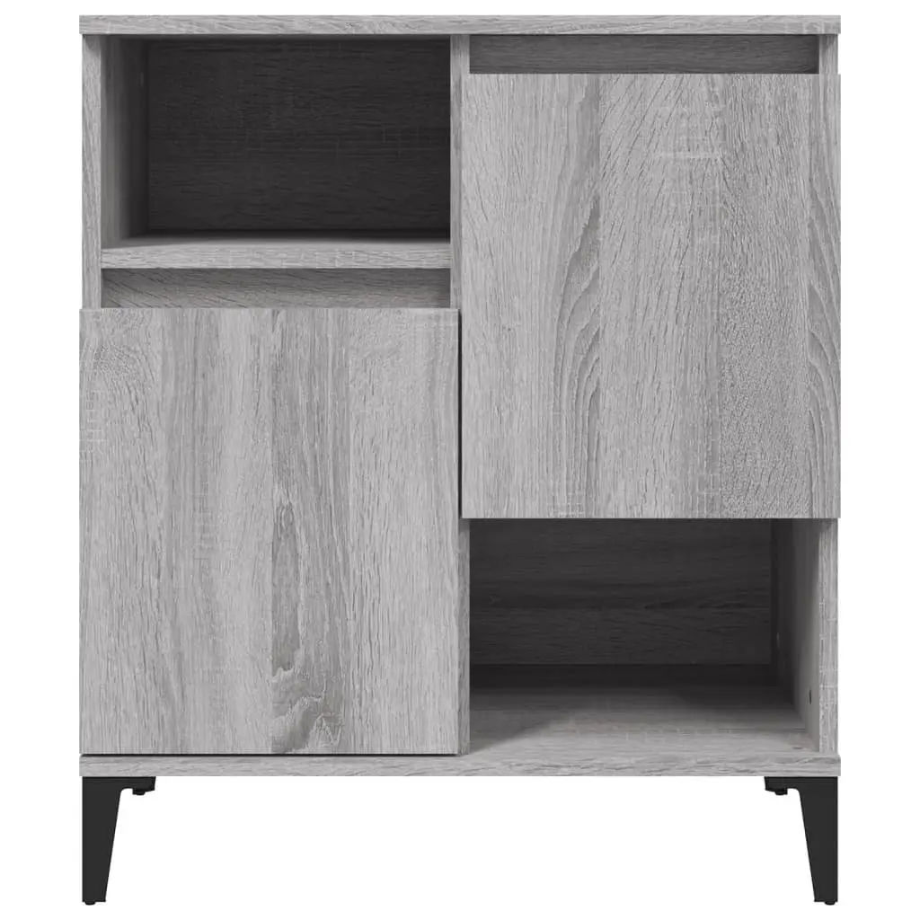 Sideboard Cabinet 2 pcs Grey Storage Cupboard Engineered Wood 60x35x70 cm