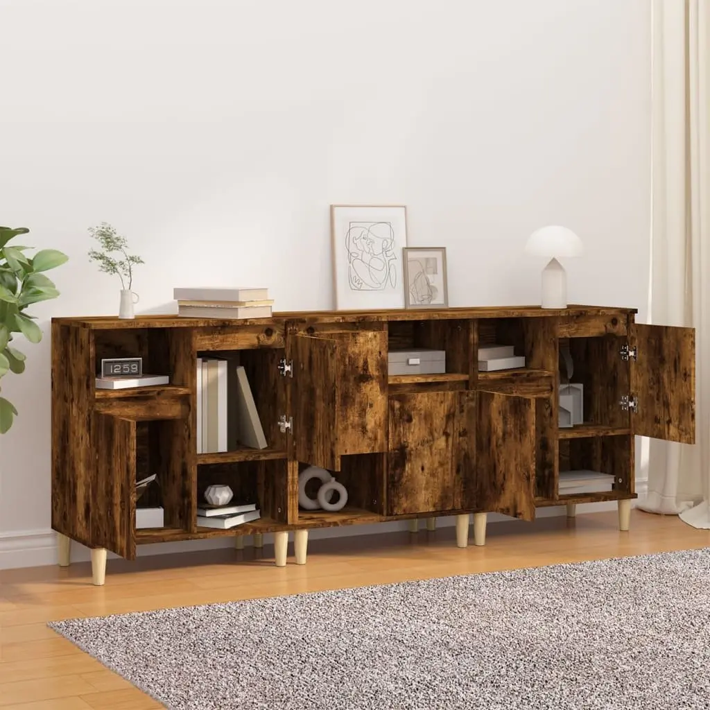 3-Piece Brown Engineered Wood Sideboard