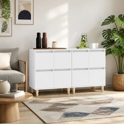 60x35x70 cm White Engineered Wood Sideboard Cabinet