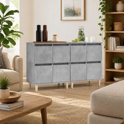 Grey Engineered Wood Sideboard Cabinet Dimensions 60x35x70cm