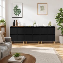 Engineered Wood Sideboard Cabinet Set – 3 Pieces