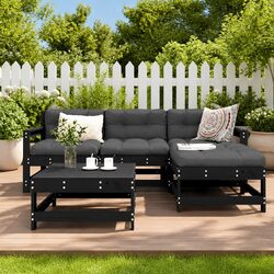 Specifications of 5 Piece Black Wood Garden Lounge Set