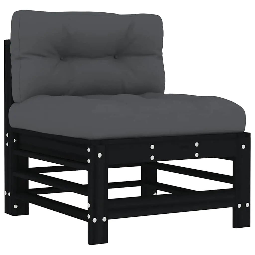 Wooden Garden Lounge Set Outdoor Patio Furniture 5 Piece Black