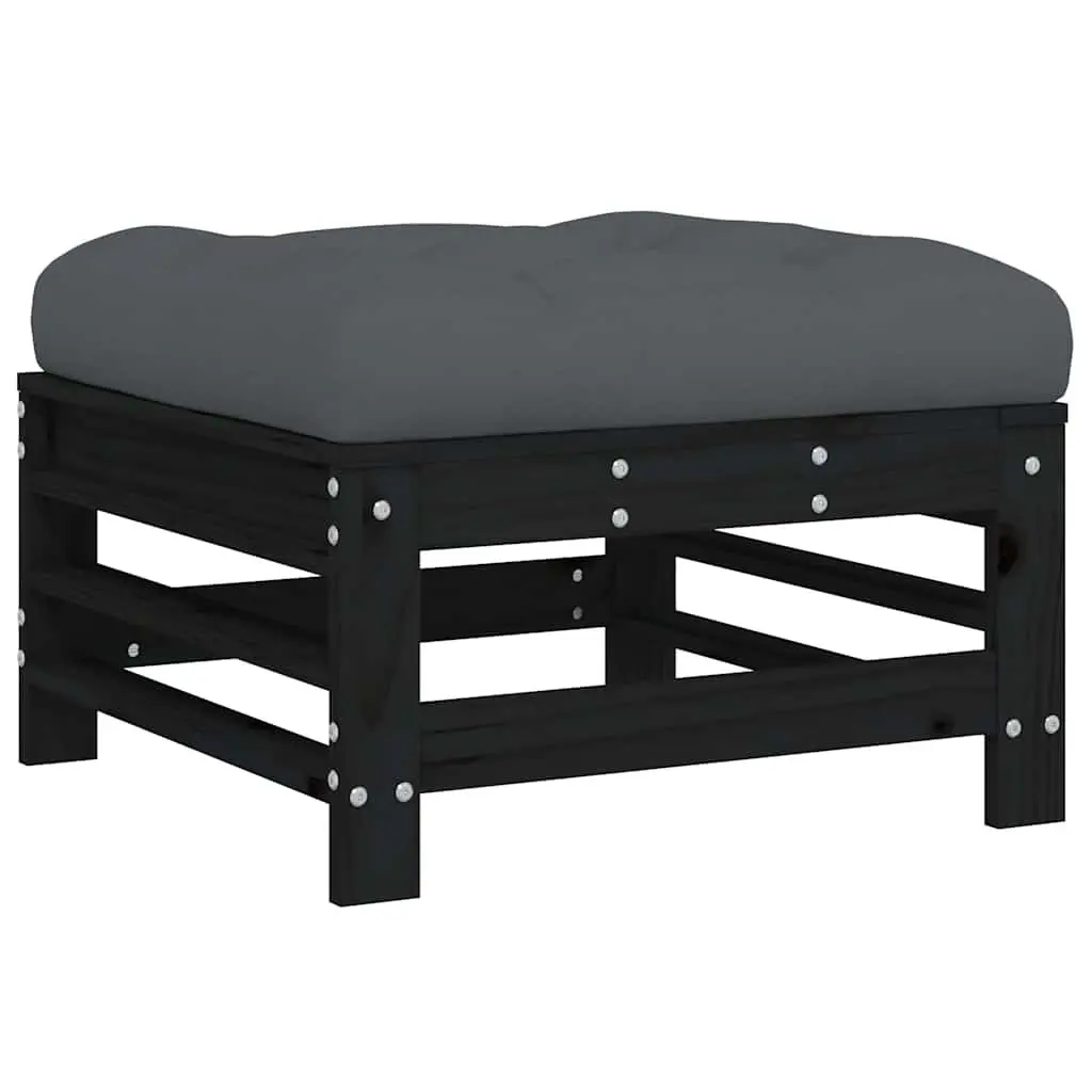 Wooden Garden Lounge Set Outdoor Patio Furniture 5 Piece Black