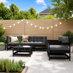 Garden Lounge Set 6 Piece Outdoor Furniture Patio Sofa with Cushions Black