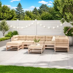 Garden Lounge Set 8 Piece Outdoor Furniture Patio Sofa with Cushions Solid Wood