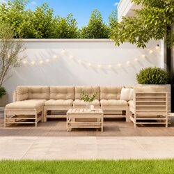Garden Lounge Set 8 Piece Wooden Outdoor Furniture Modular Patio Sofa with