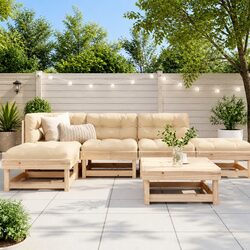 Garden Lounge Set 6 Piece Outdoor Furniture Patio Sofa Cushions Wood