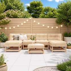 7 Piece Modular Lounge Set - Solid Pine Wood
