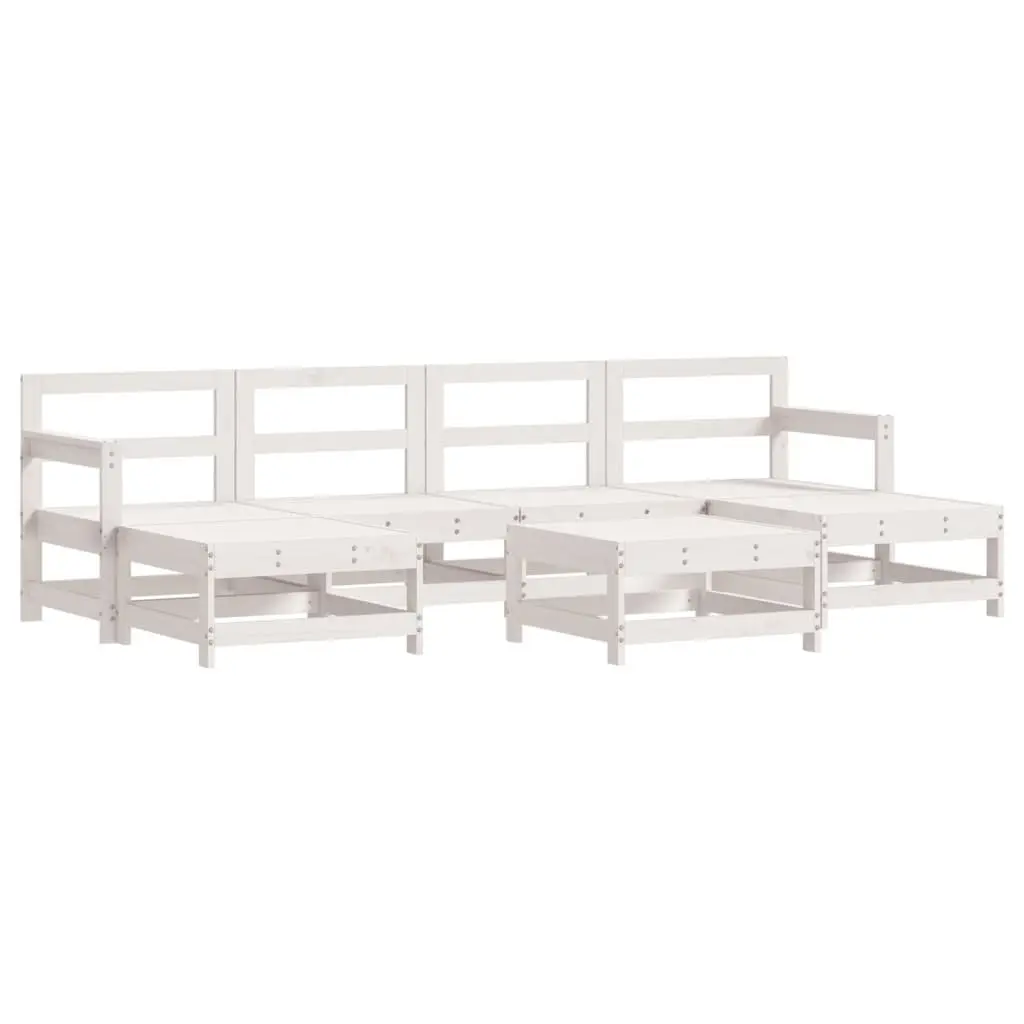 7 Piece Patio Sofa Set with Solid Pine Wood and Cushions