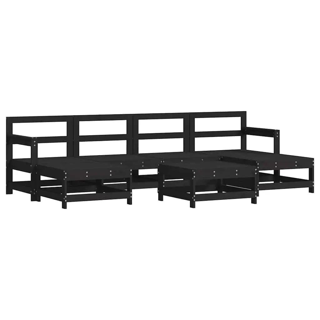 7 Piece Garden Lounge Set Outdoor Furniture Black Cushions