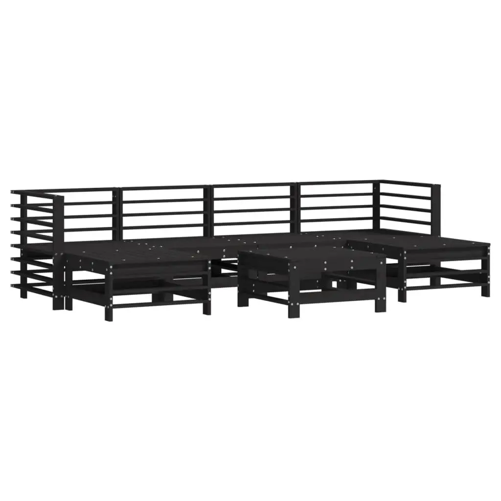 Garden Lounge Set 7 Piece Outdoor Furniture Patio Garden Black Cushions