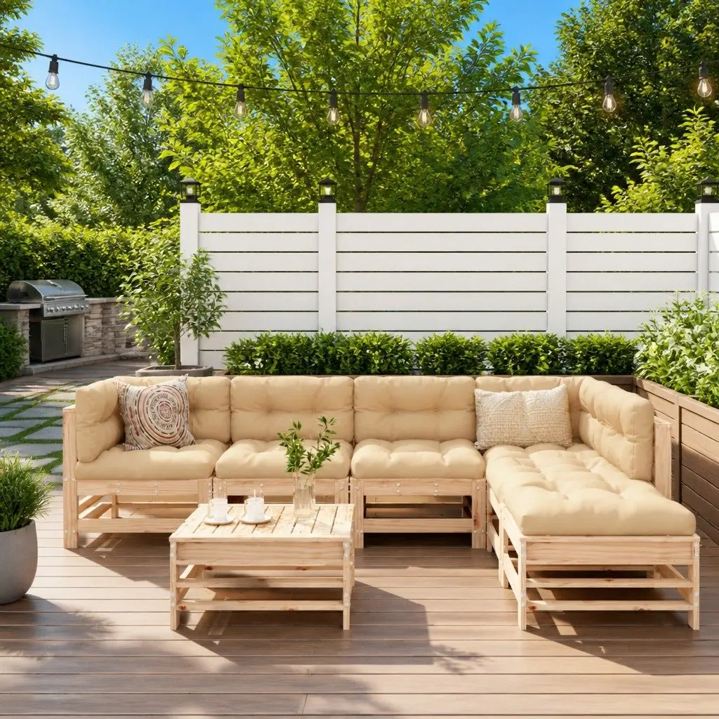 Garden Lounge Set 7 Piece Outdoor Furniture for Patio Brown