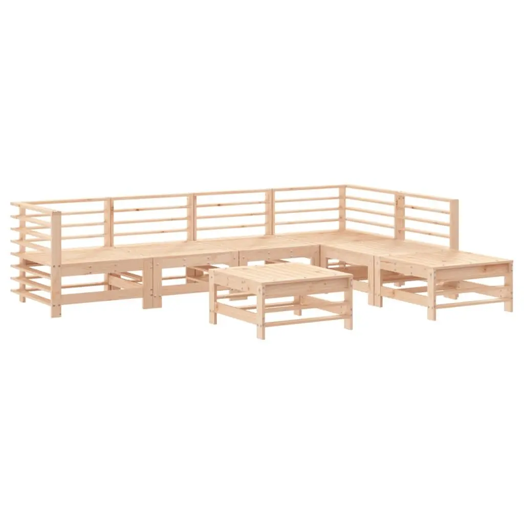 Garden Lounge Set 7 Piece Outdoor Furniture for Patio Brown