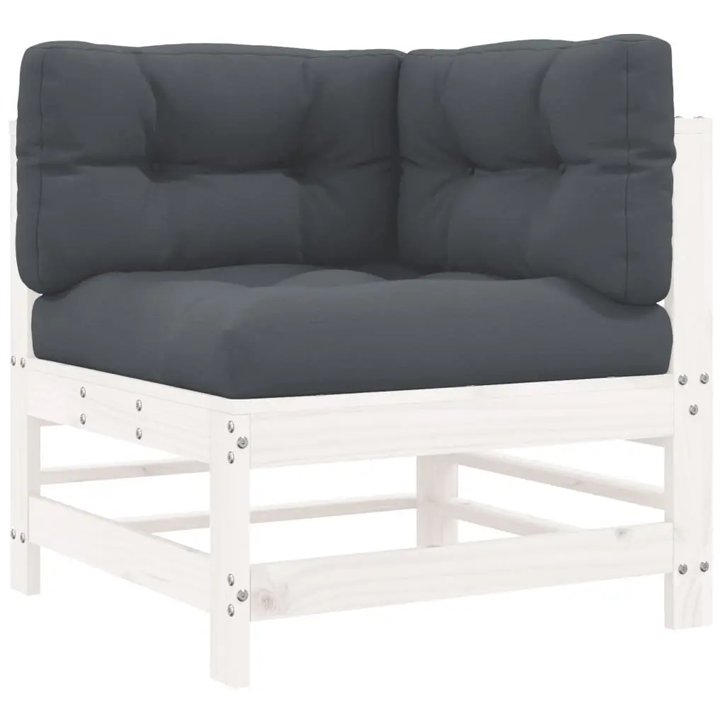 7 Piece Garden Lounge Set for Outdoor Patio White Wooden