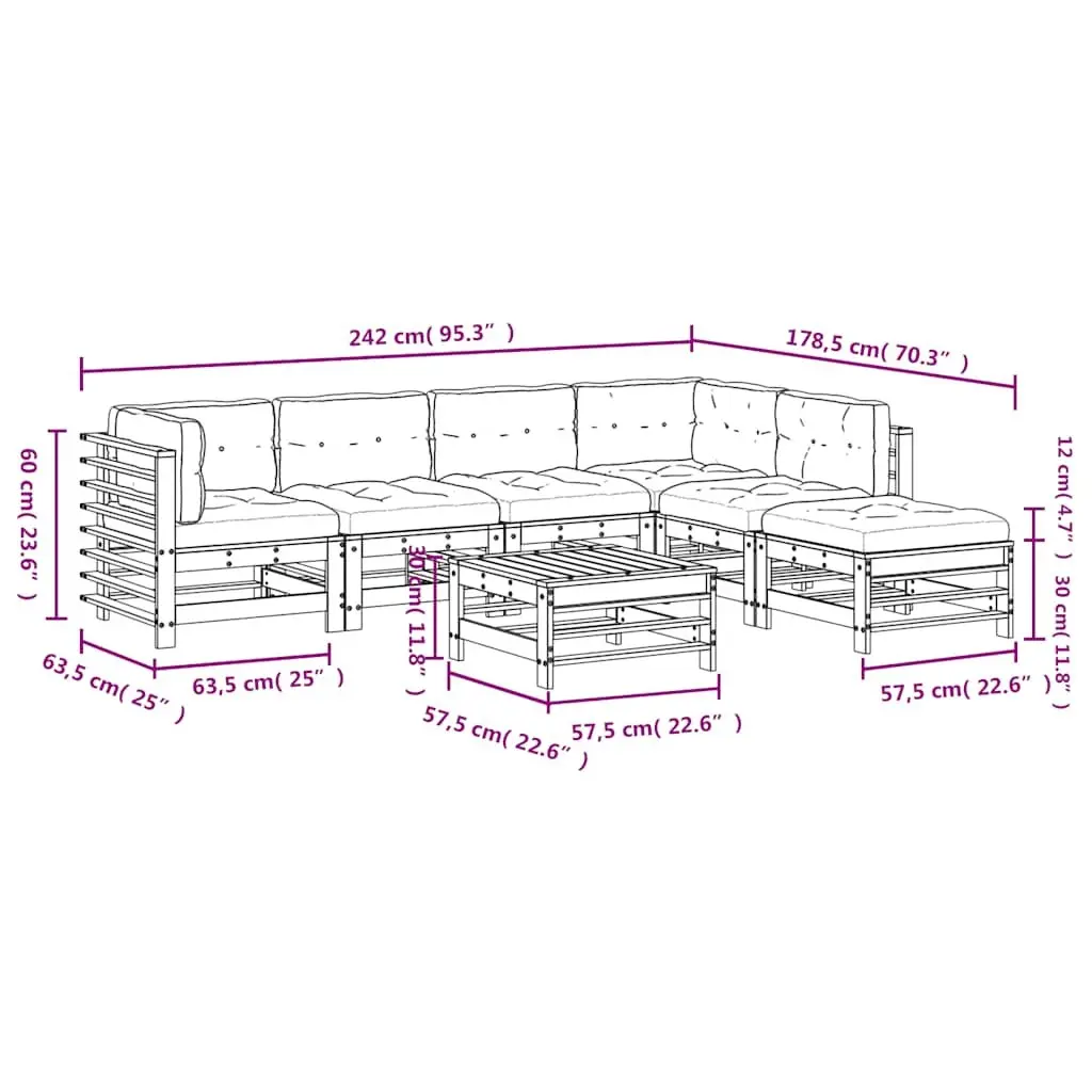 Outdoor Garden Lounge Set 7 Piece Modular Seating Furniture Black