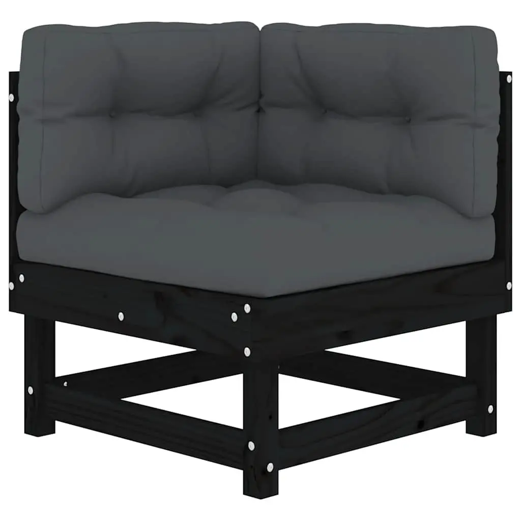 Garden Lounge Set Outdoor Furniture 6 Piece Solid Wood Cushions Black