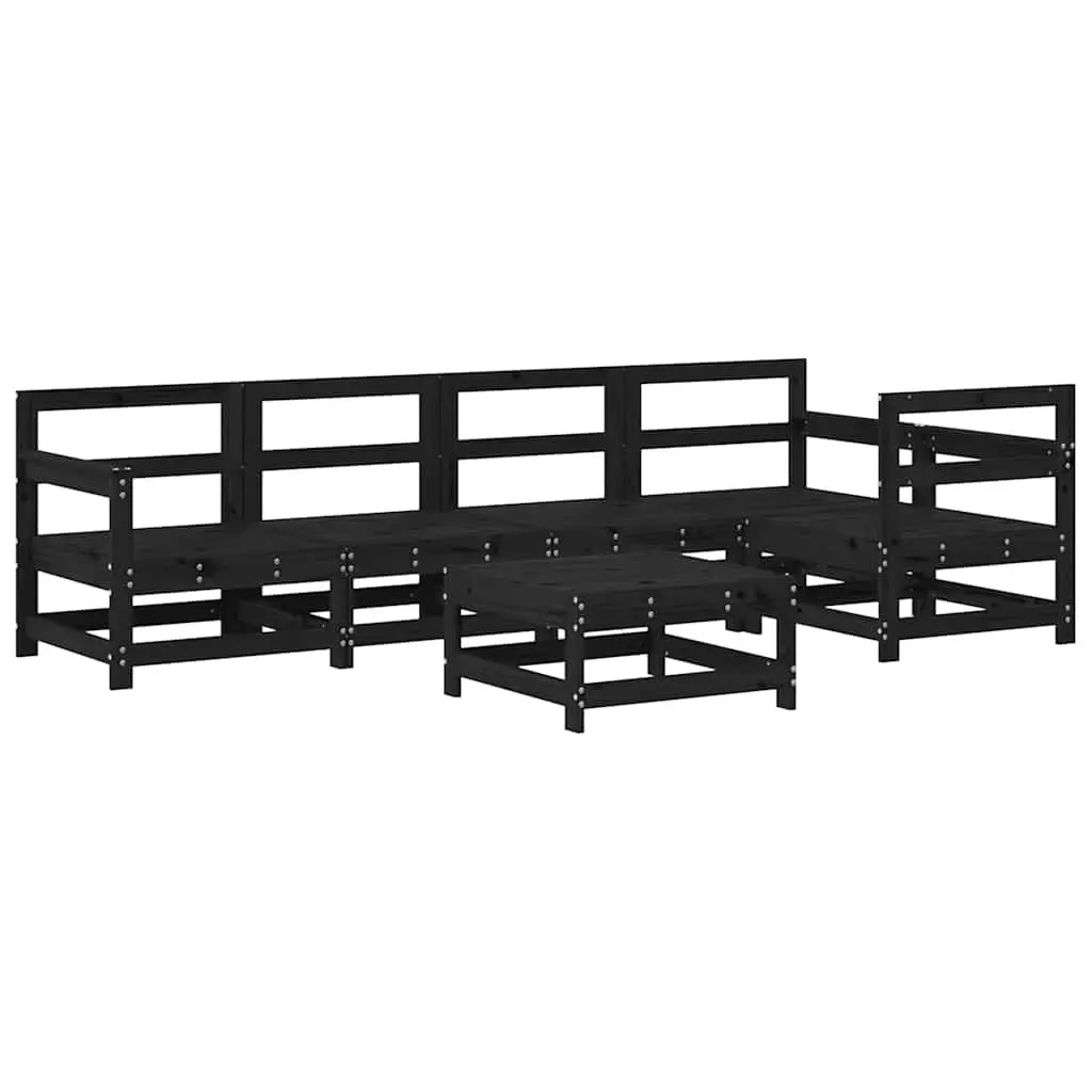 Garden Lounge Set 6 Piece Outdoor Furniture Patio Sofa with Cushions Black