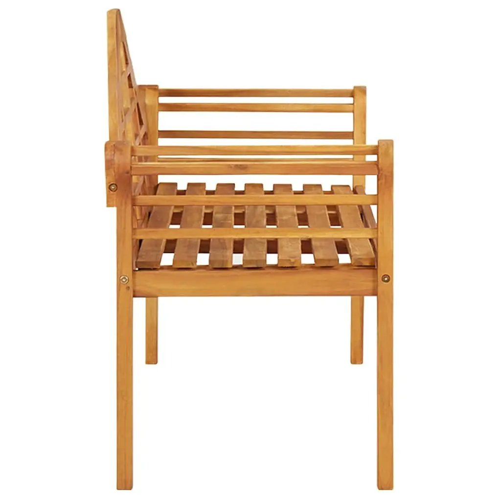 Solid Acacia Wood Garden Bench 125cm Outdoor Patio Brown Backrest Armrests