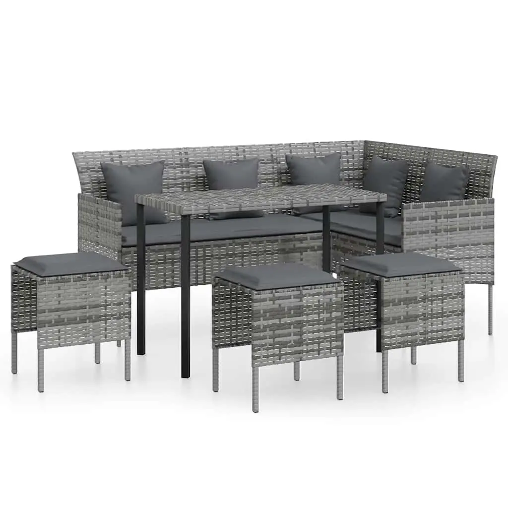 L-Shaped Outdoor Sofa Set Garden Patio 5 Piece Grey