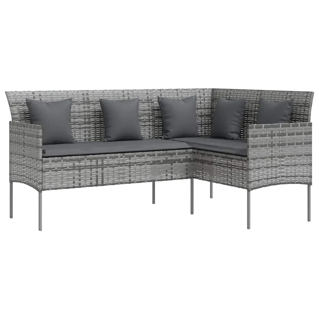 L-Shaped Outdoor Sofa Set Garden Patio 5 Piece Grey