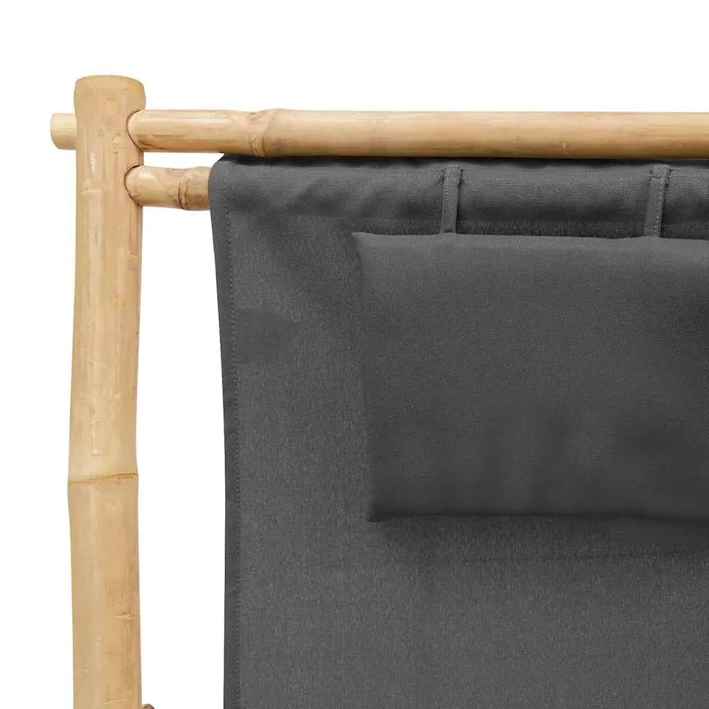 Adjustable Bamboo Deck Chair with Durable Canvas Fabric