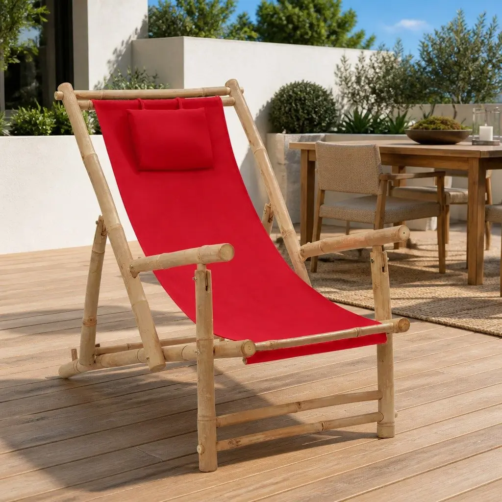 Bamboo Frame Adjustable Deck Chair