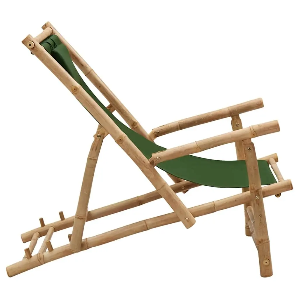 Bamboo Frame Outdoor Deck Chair with 3-Position Backrest