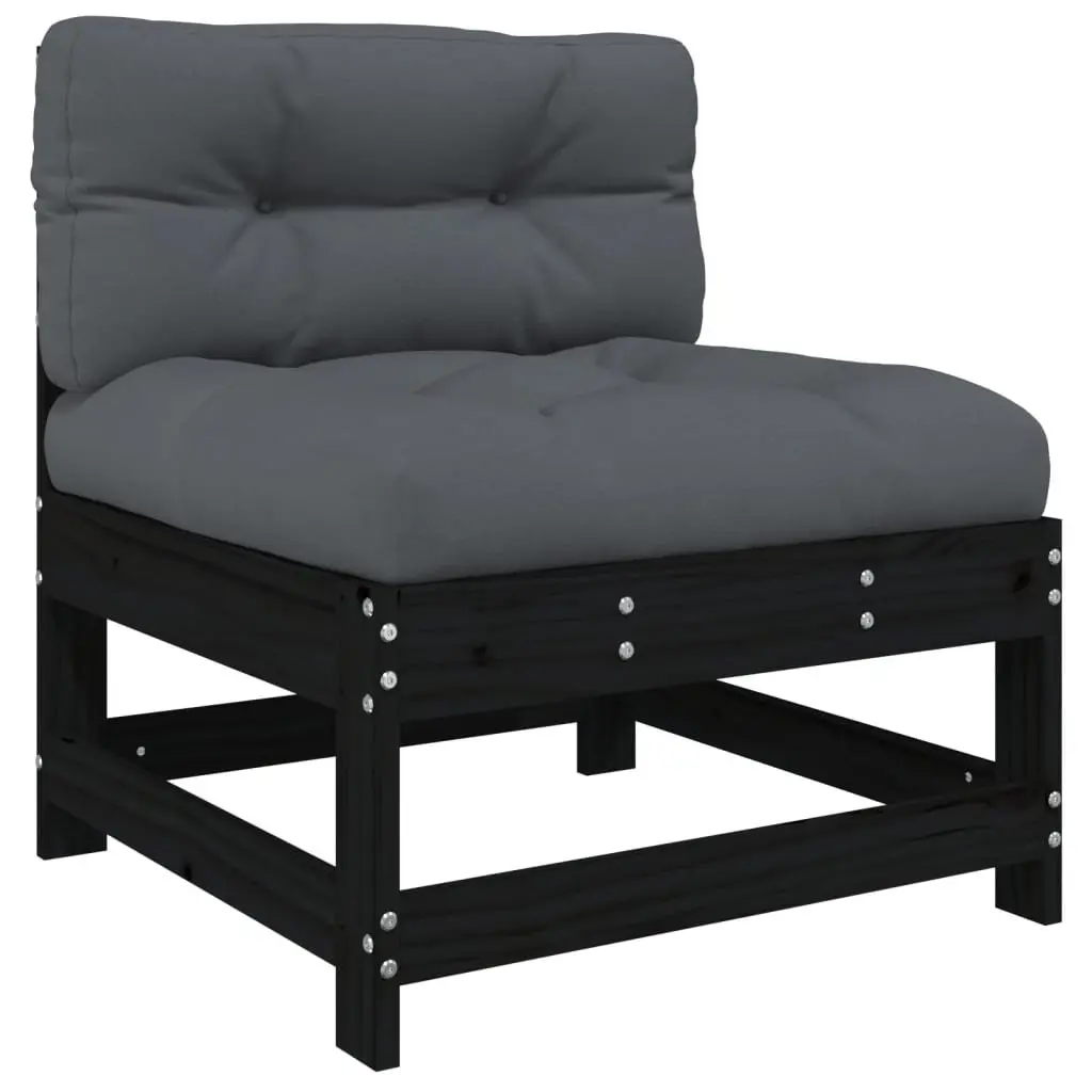 Garden Lounge Set Outdoor Furniture 6 Piece Black Wood Patio Sofa