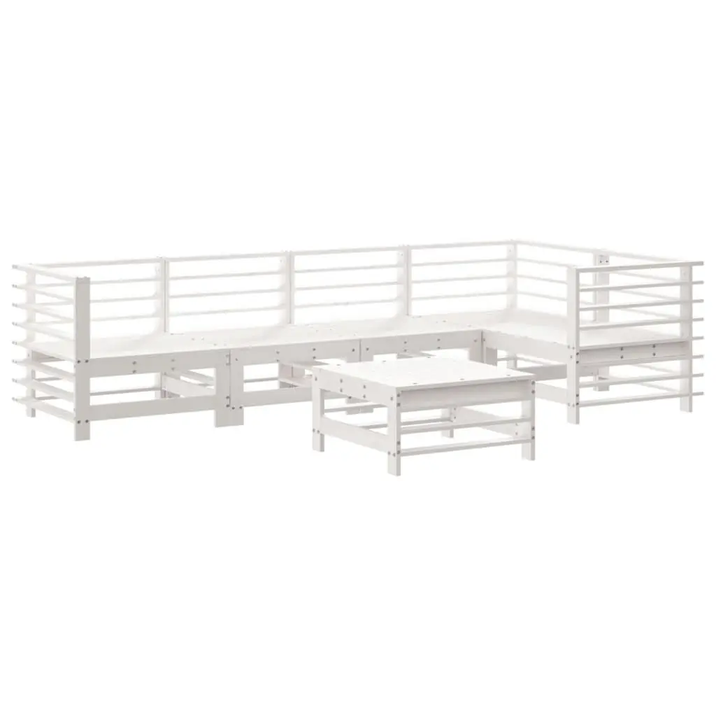 6-Piece White Wood Garden Lounge Set