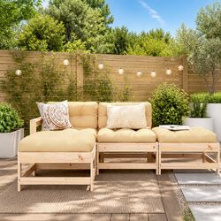 Garden Lounge Set 4 Piece Outdoor Furniture Patio Sofa with Cushions Wood