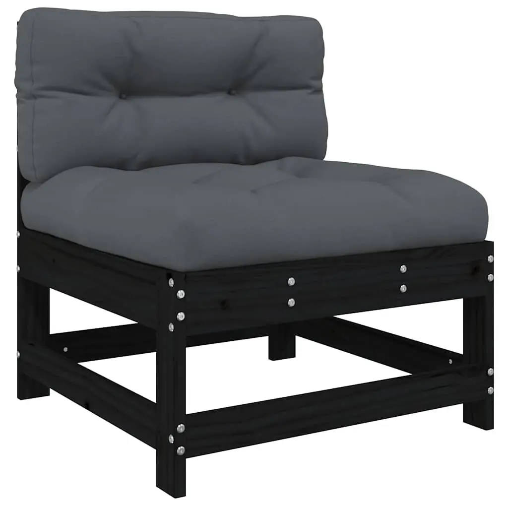 Garden Lounge Set 4 Piece Outdoor Patio Furniture Black Wood Sofa with Cushions