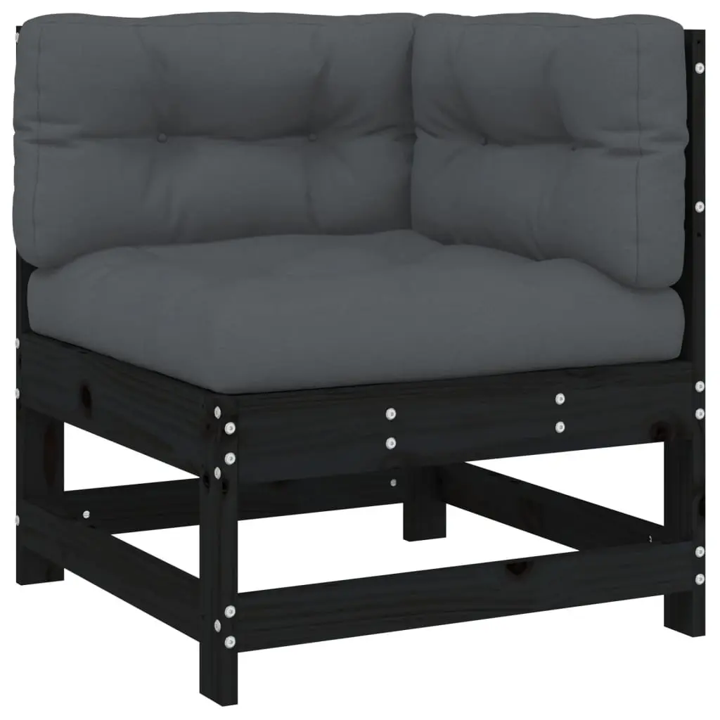 Garden Lounge Set 4 Piece Outdoor Patio Furniture Black Wood Sofa with Cushions