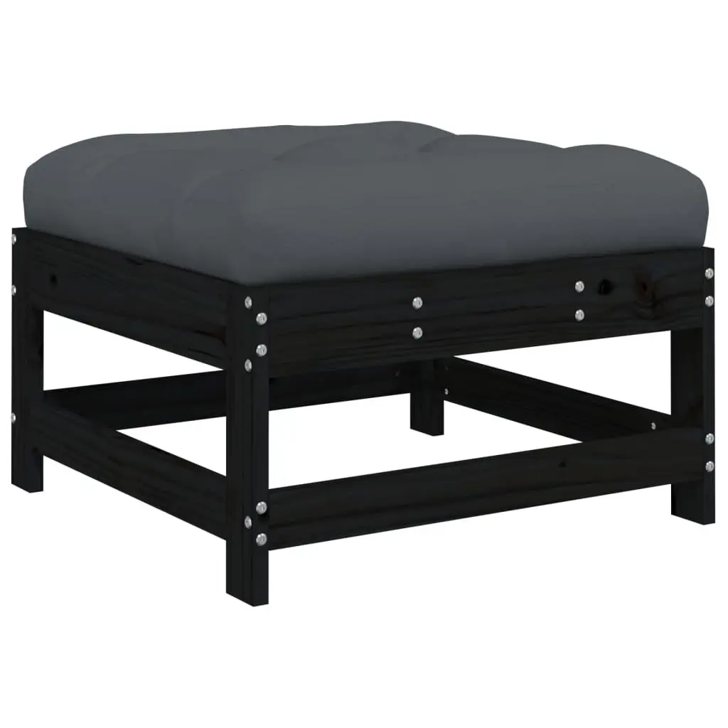 Garden Lounge Set 4 Piece Outdoor Patio Furniture Black Wood Sofa with Cushions