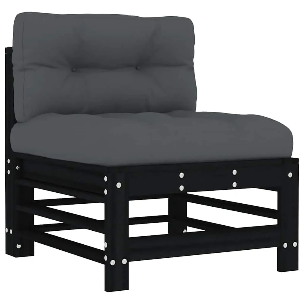 Garden Lounge Set 3 Piece Outdoor Furniture Black Wood