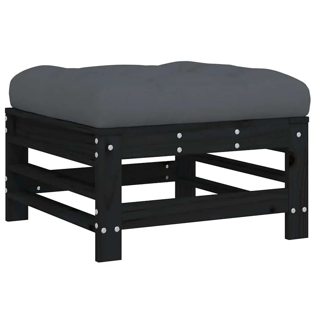 Garden Lounge Set 3 Piece Outdoor Furniture Black Wood