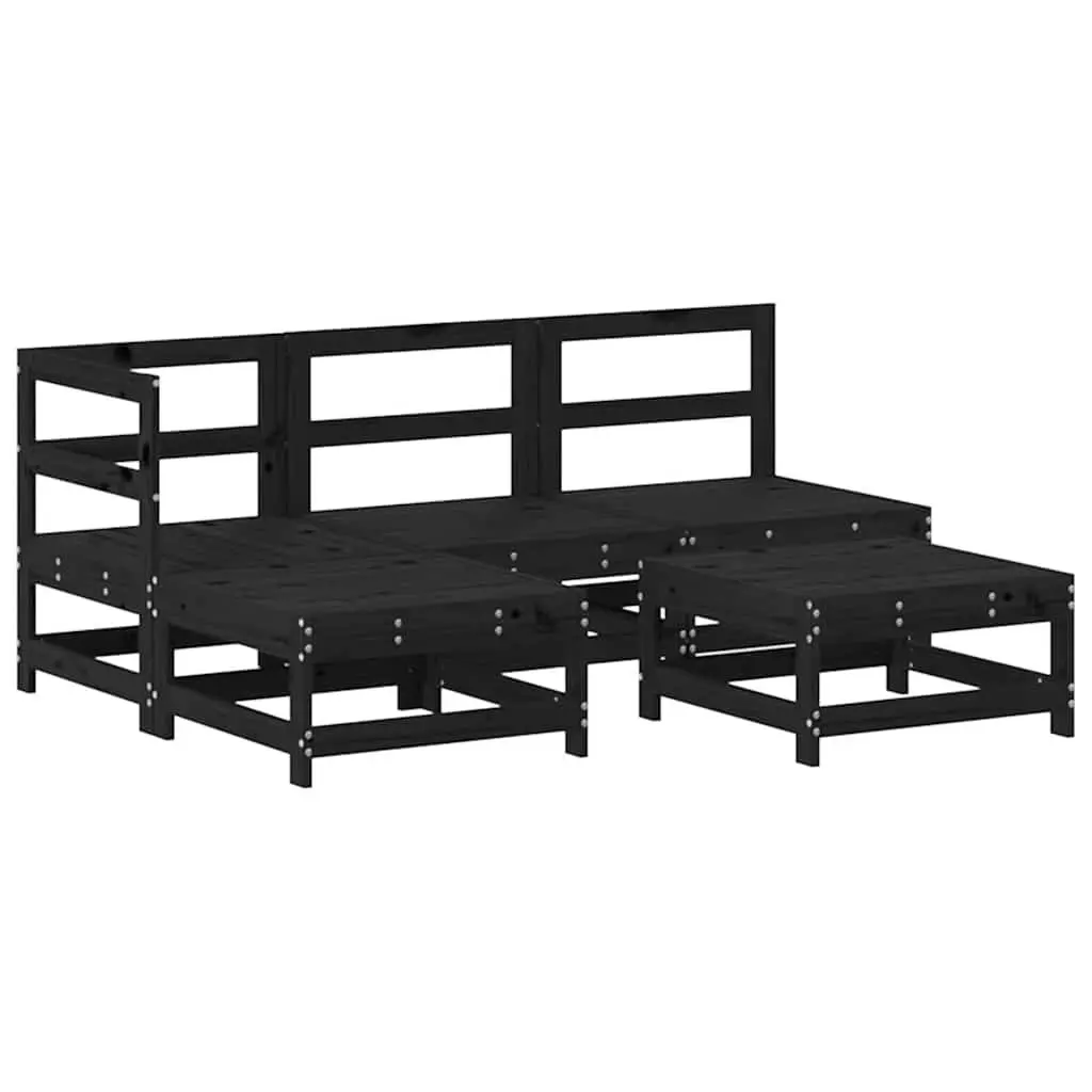 Garden Lounge Set Outdoor Furniture Patio Sectional 5 Piece Black