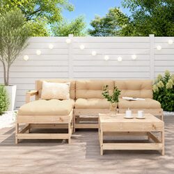 Garden Lounge Set 5 Piece Outdoor Furniture Patio Sofa with Cushions Wood