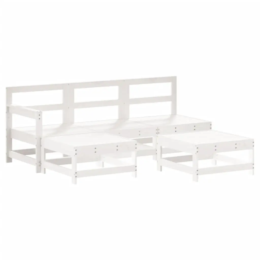 Garden Lounge Set 5 Piece Outdoor Furniture for Patio Garden White Wood