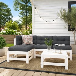 5 Piece Modular Garden Lounge Set in Solid Pine Wood