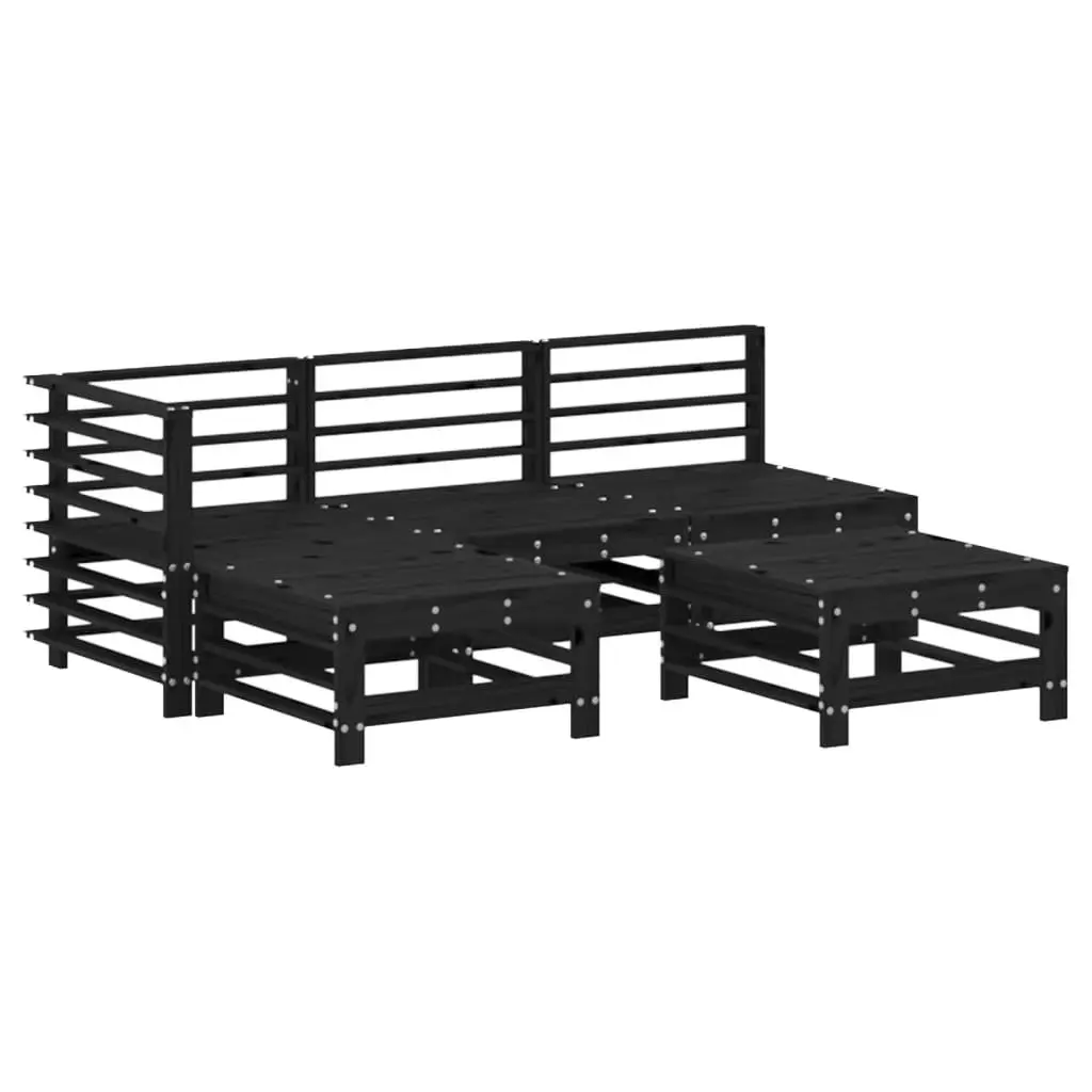 Garden Lounge Set Outdoor Furniture 5 Piece Patio Sofa with Cushions Black