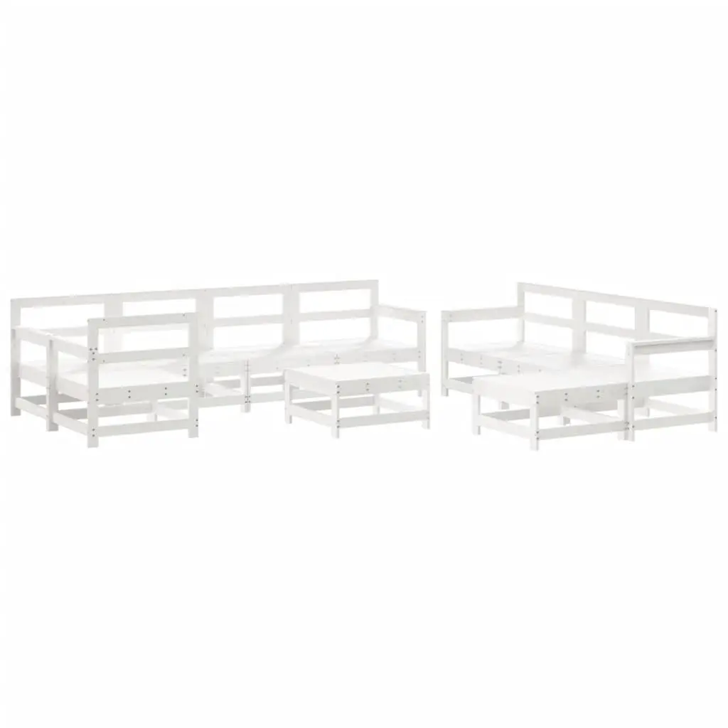 Garden Lounge Set 10 Piece Outdoor Furniture Patio Sofa White Wood Slatted
