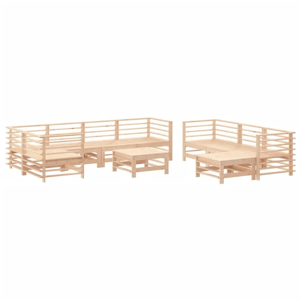 Garden Lounge Set 10 Piece Outdoor Furniture Cushions Solid Wood Patio