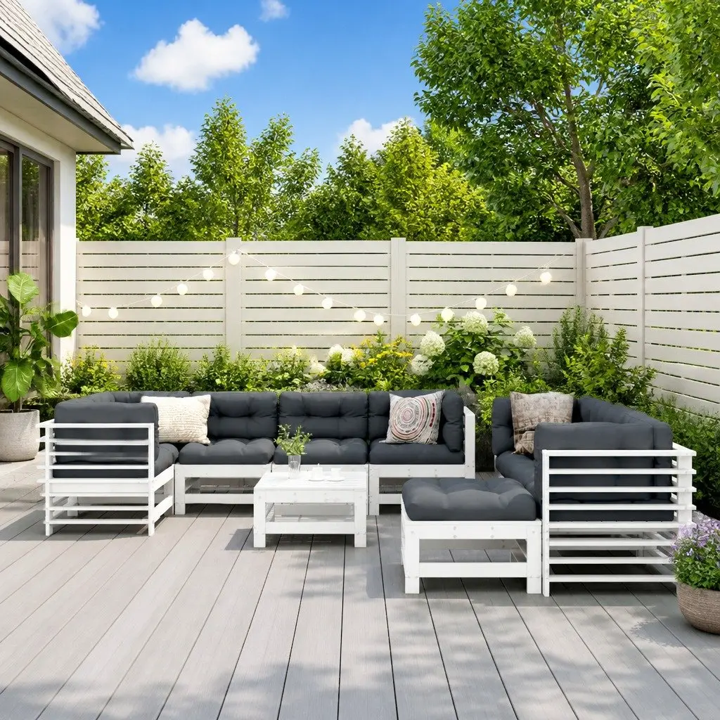 10-Piece White Patio Lounge Set