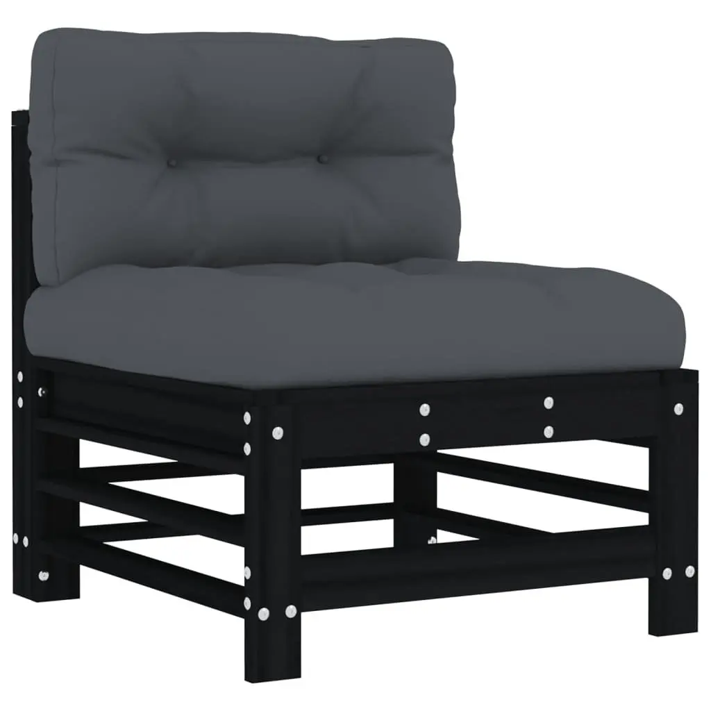 Garden Lounge Set Outdoor Furniture 10 Piece Black Slatted Wood Patio Sofa