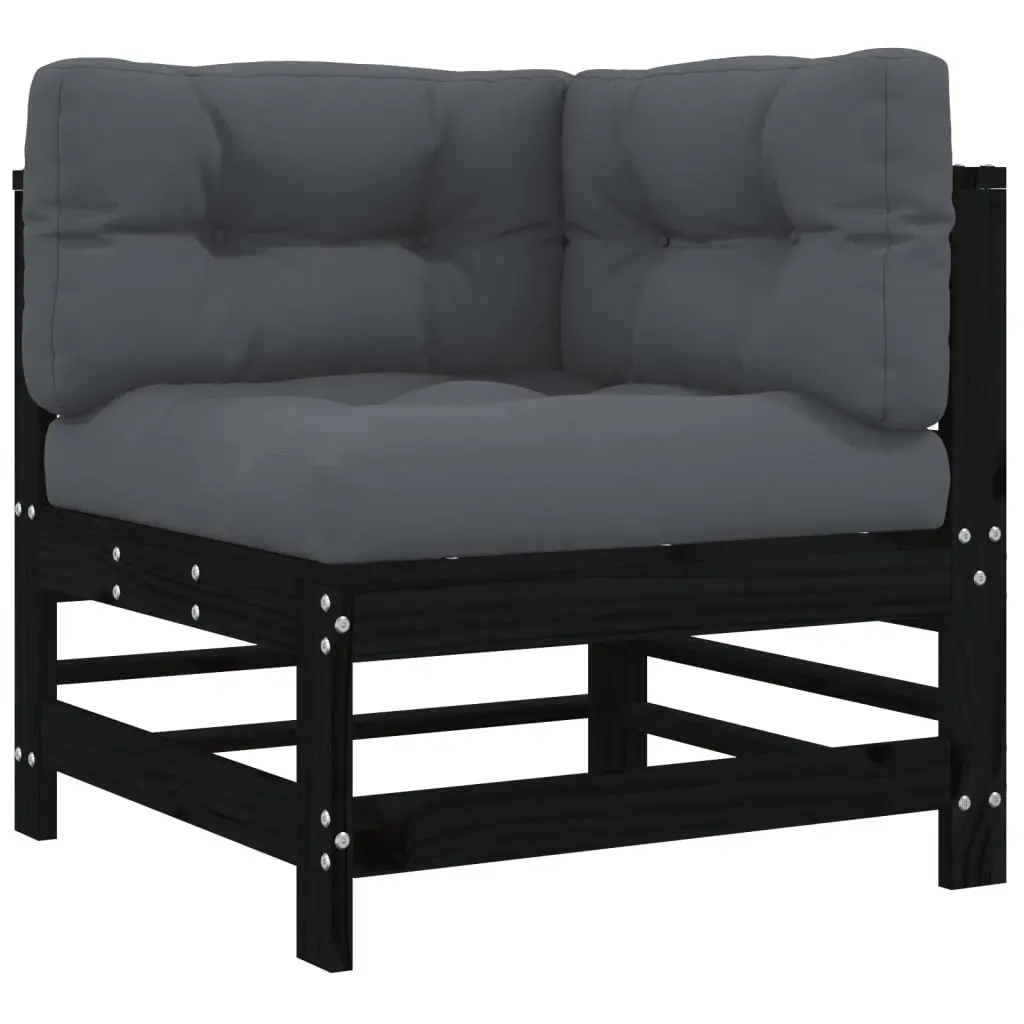 Garden Lounge Set Outdoor Furniture 10 Piece Black Slatted Wood Patio Sofa